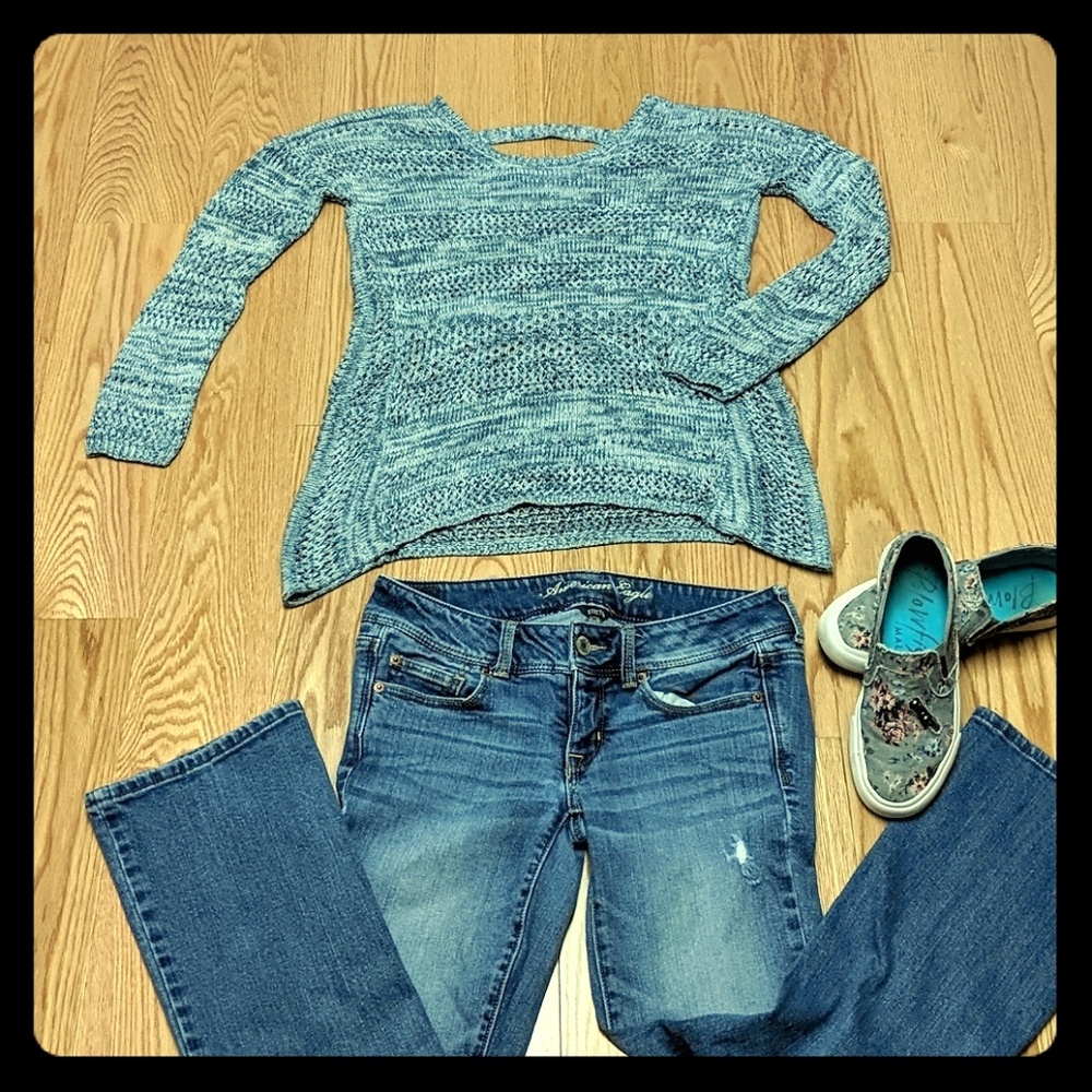 Blue knit sweater